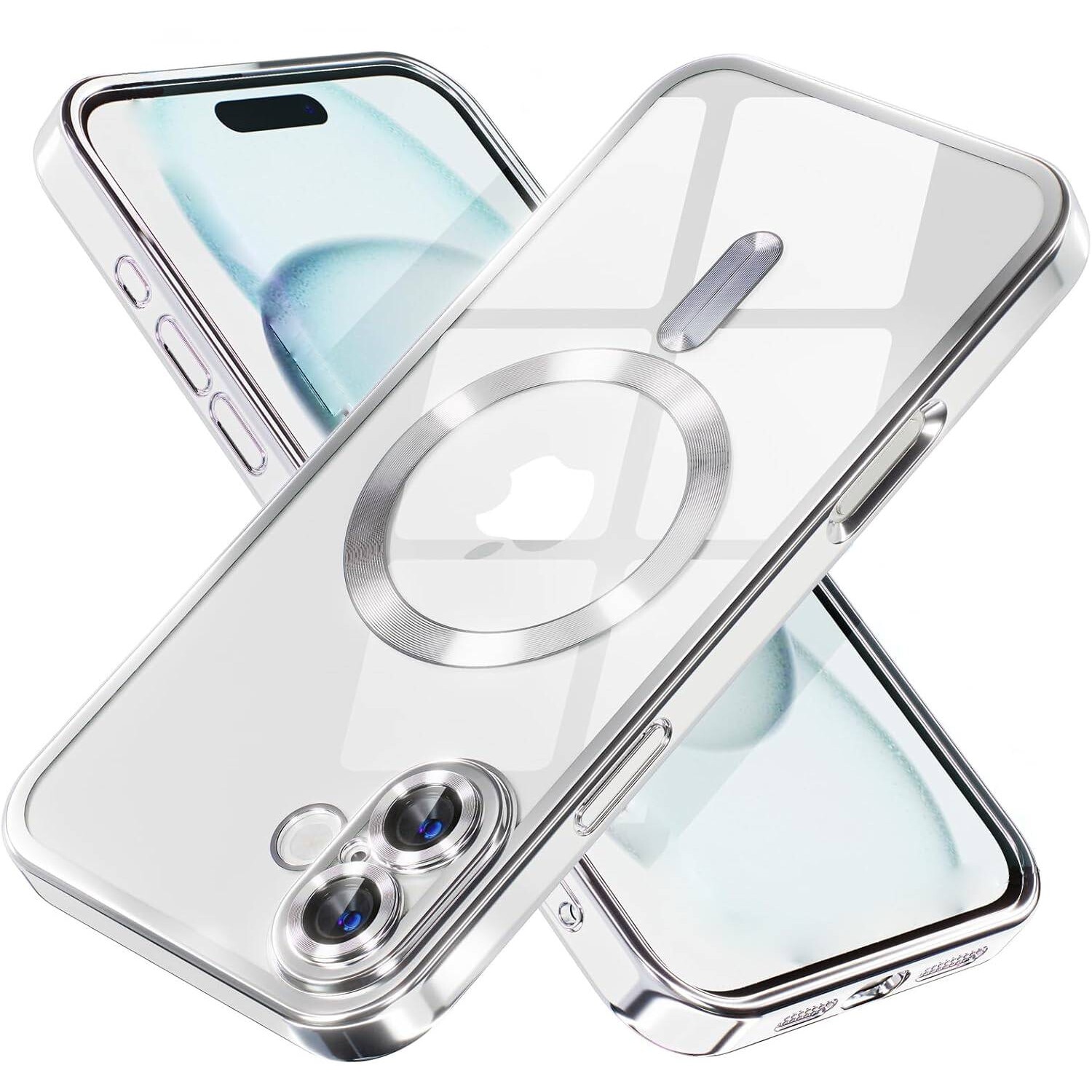 Husa pentru iPhone 16 cu MagSafe si protectie pentru lentile anti-shock 1.5 mm transparent - argintiu