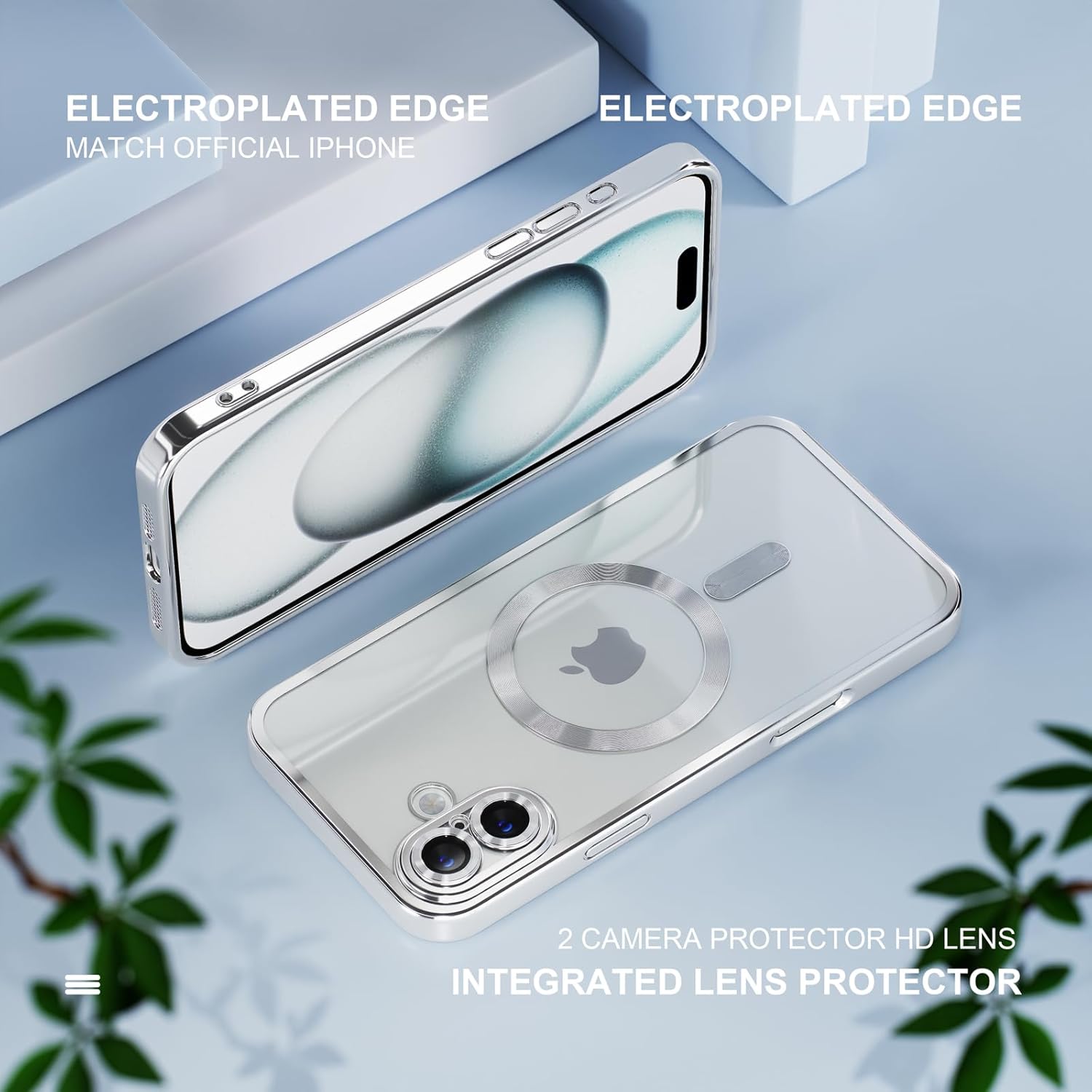 Husa pentru iPhone 16 cu MagSafe si protectie pentru lentile anti-shock 1.5 mm transparent - argintiu