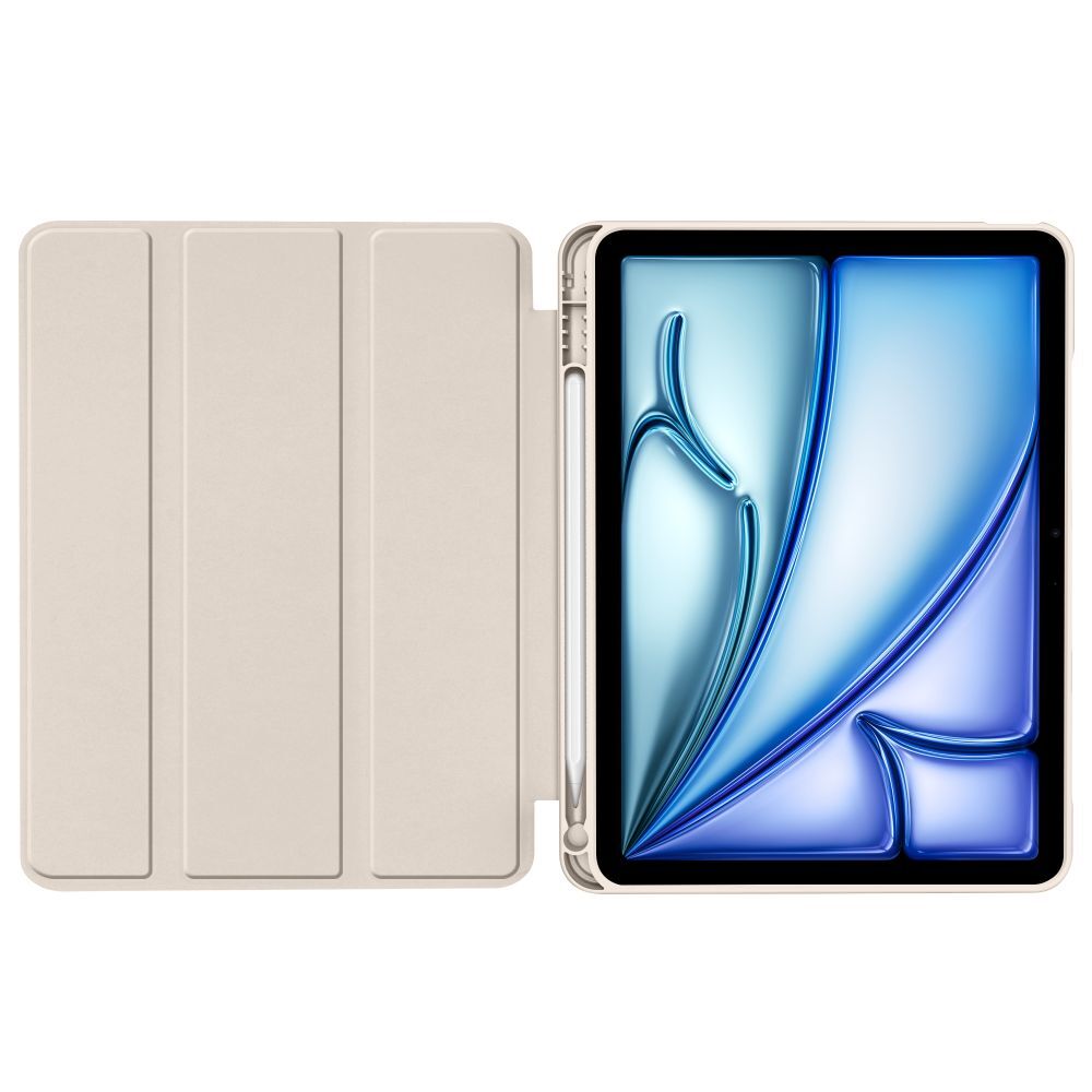 Tablete compatibile iPad Air 6 (2024, M2, 11 inchi) - husa inteligenta de culoare nisip cu suport pentru creion