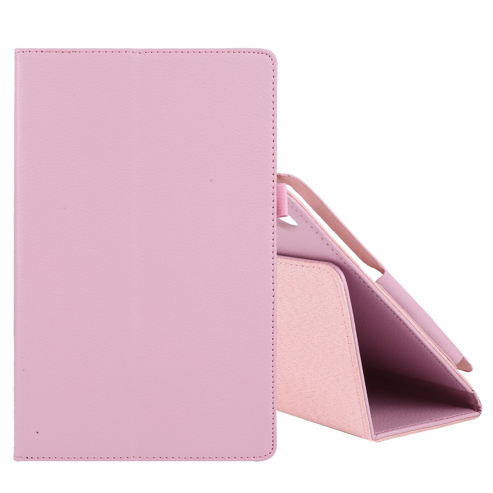 Husa tableta pentru Lenovo Tab M10 HD, textura litchi, culoare solida, flip orizontal din piele cu suport si loc pentru creion (roz)