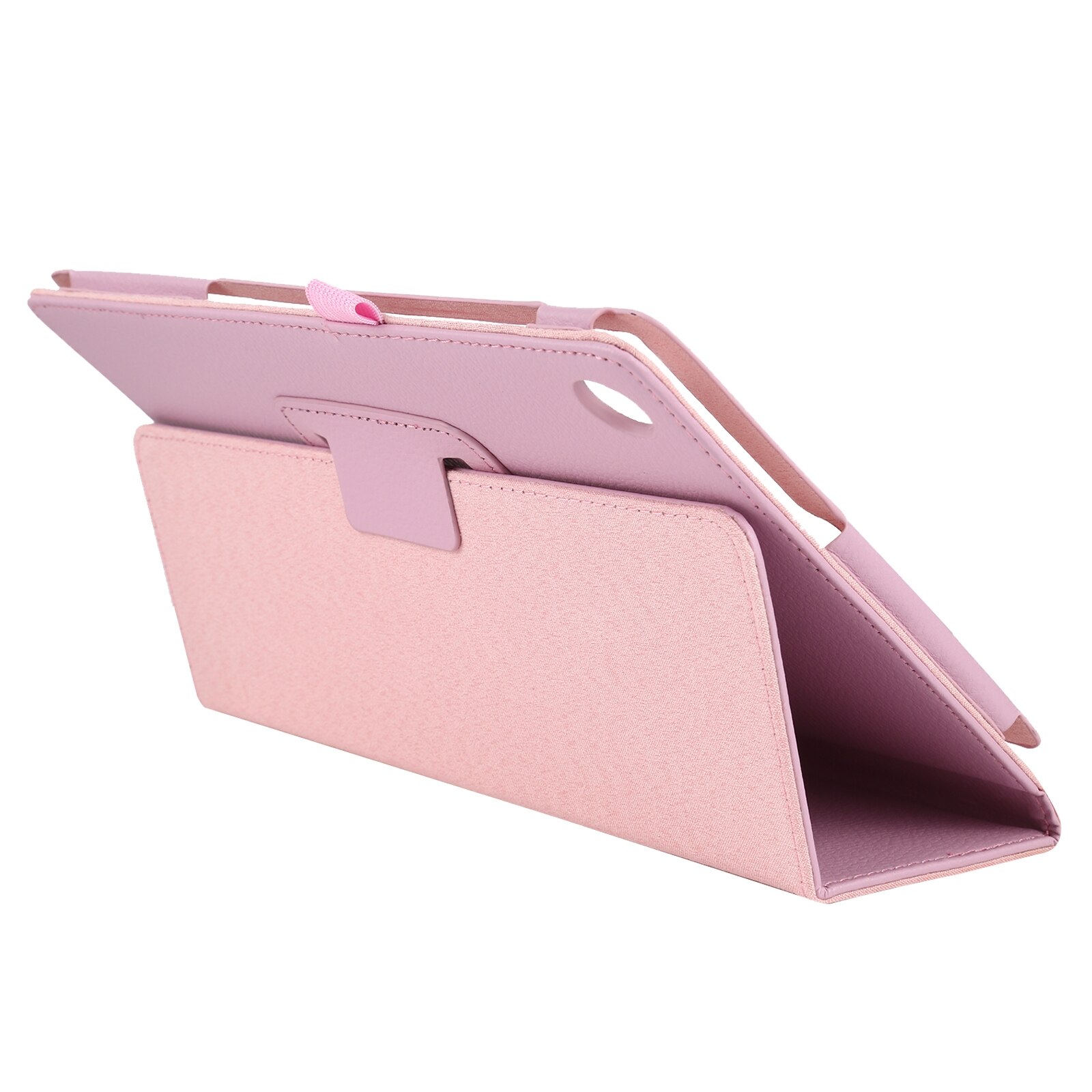 Husa tableta pentru Lenovo Tab M10 HD, textura litchi, culoare solida, flip orizontal din piele cu suport si loc pentru creion (roz)