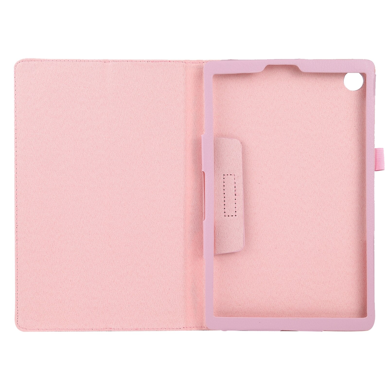 Husa tableta pentru Lenovo Tab M10 HD, textura litchi, culoare solida, flip orizontal din piele cu suport si loc pentru creion (roz)