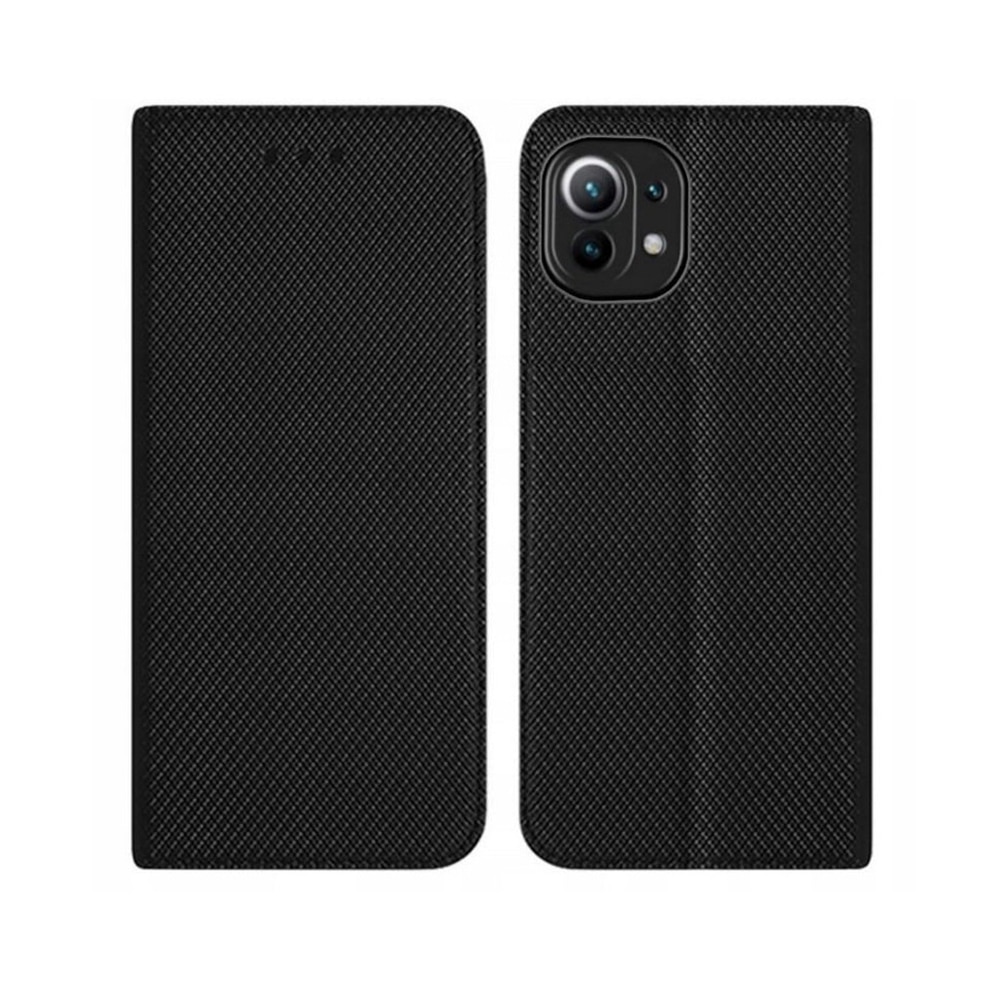 Husa tip carte compatibila cu Xiaomi mi 11 Lite 4G/ 5G, G-Tech Flip Book, inchidere magnetica, buzunar card, premium stand, Negru