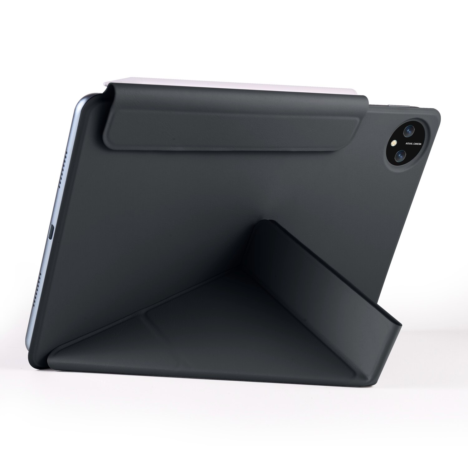 Husa tableta pentru Honor MagicPad 2 12.3, piele, fixare cu catarama, design magnetic, deformabil, negru