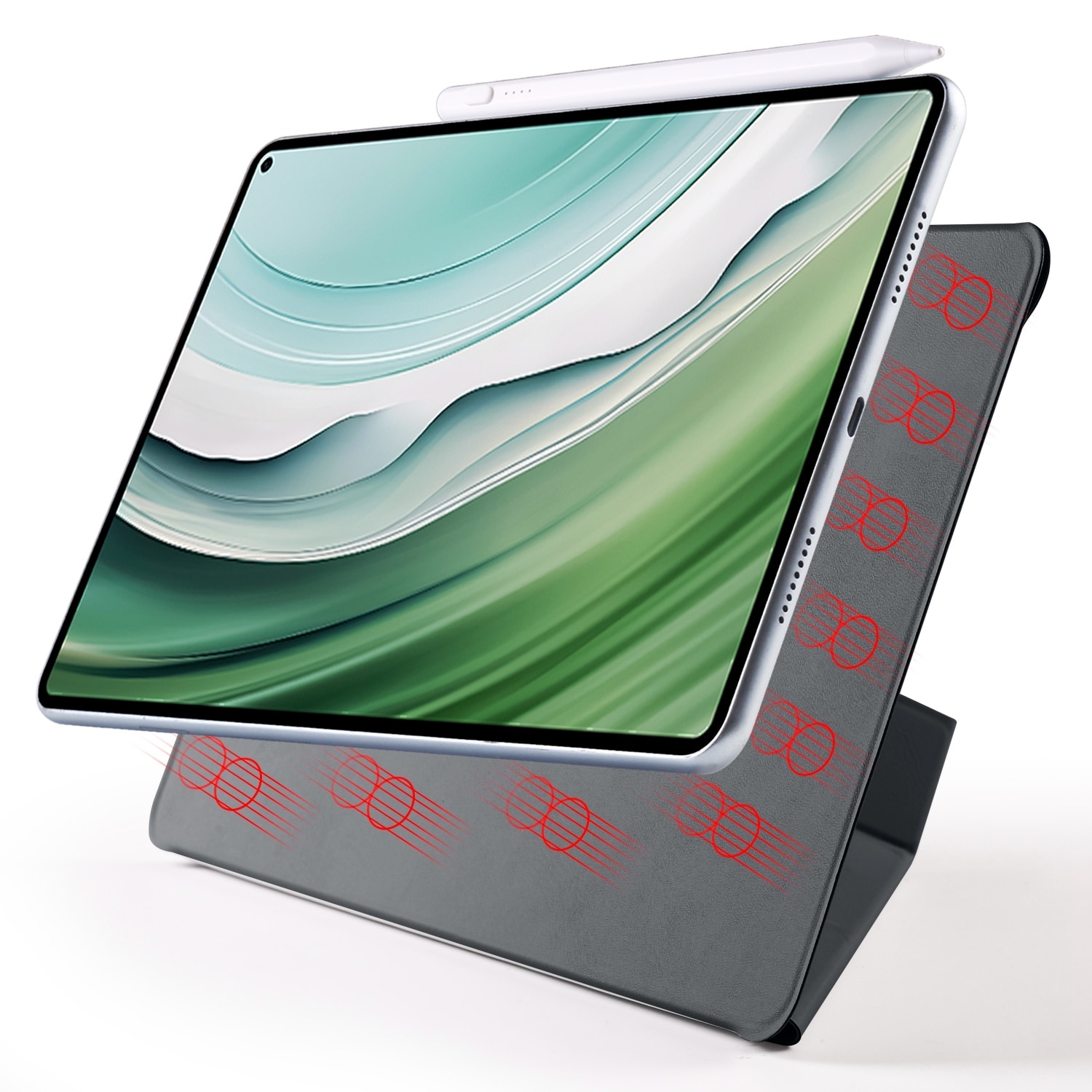 Husa tableta pentru Honor MagicPad 2 12.3, piele, fixare cu catarama, design magnetic, deformabil, negru