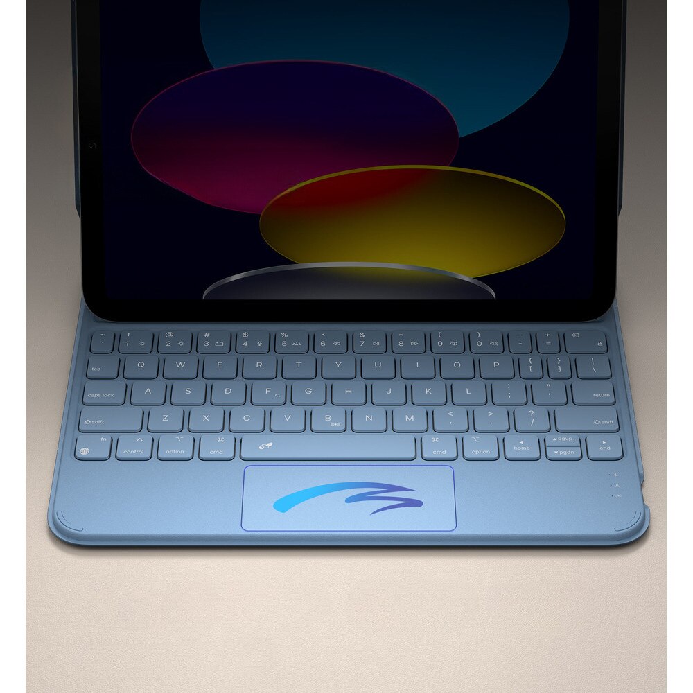 Husa tableta cu tastatura si touchpad pentru iPad 10.9" 2022 / iPad 11" 2025, Dexnor, albastra