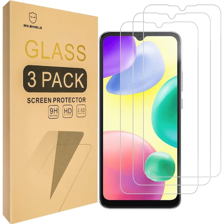 Folii de ecran compatibil cu Xiaomi (Redmi 10A), duritate 9H, transparent set de 3