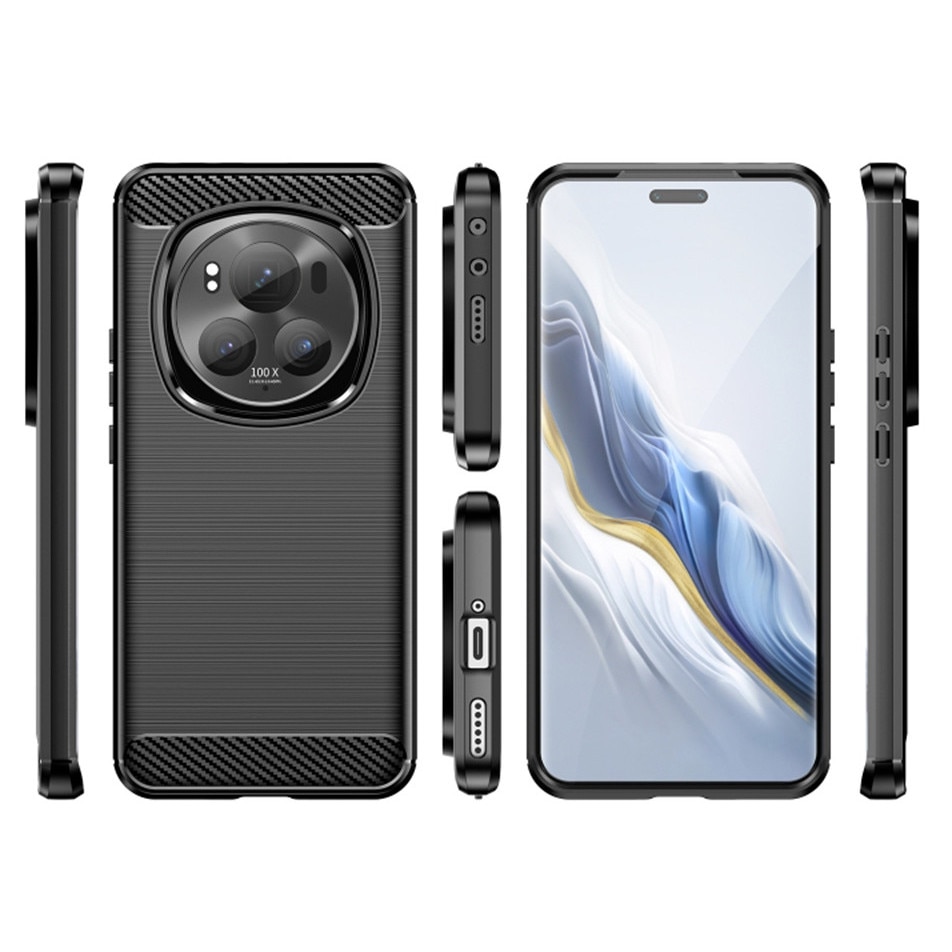 Husa pentru Honor Magic 6 Pro Carbon Silicone negru