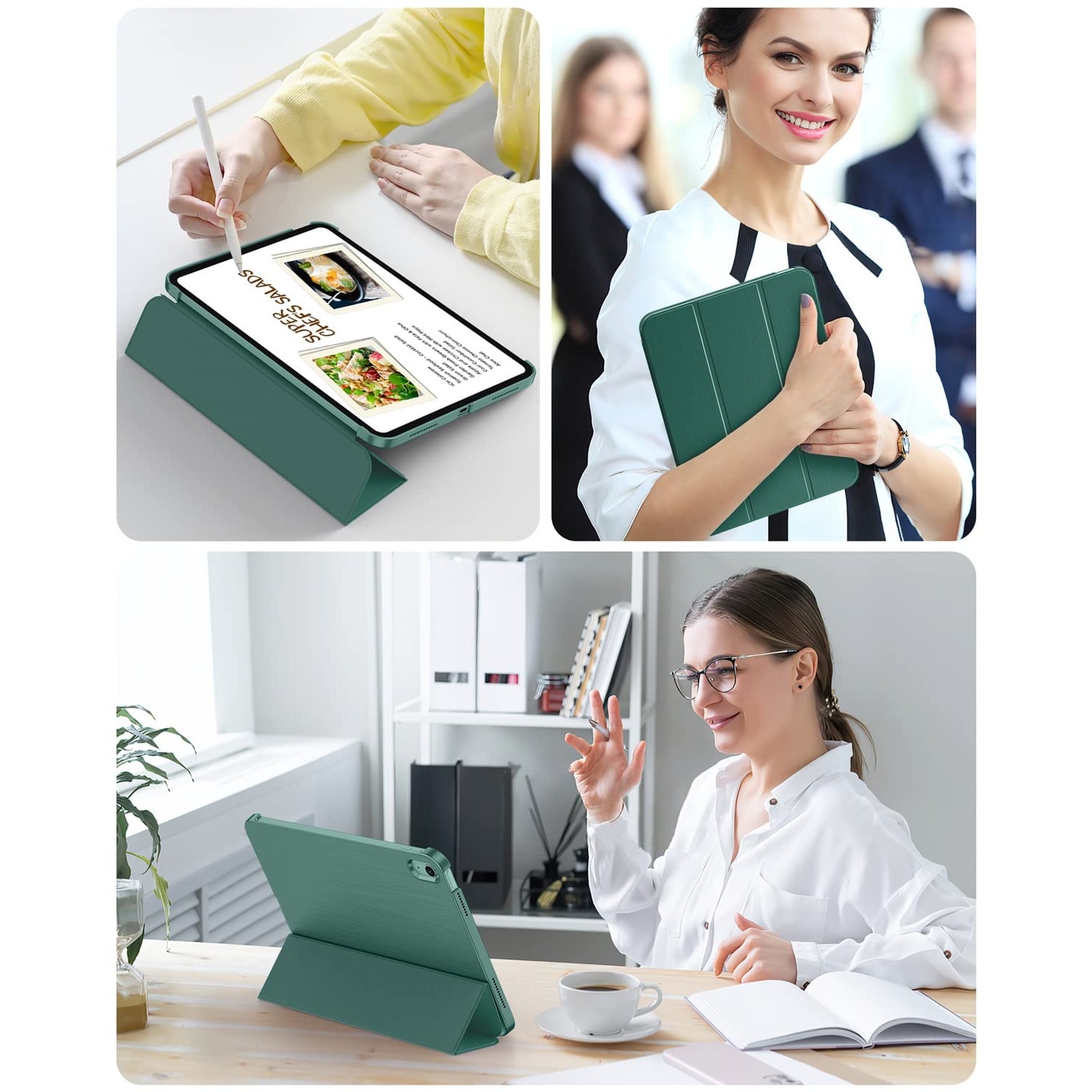 Husa tabletă, pentru Lenovo Idea Tab Pro 12.7 Inch, protecție subțire, activare automată, TPU moale, Verde