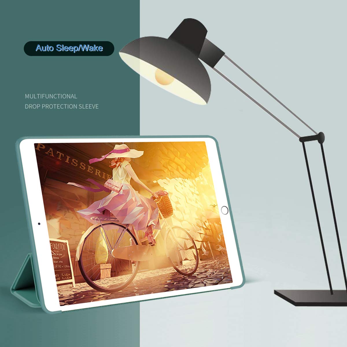 Husa tabletă, pentru Lenovo Idea Tab Pro 12.7 Inch, protecție subțire, activare automată, TPU moale, Verde