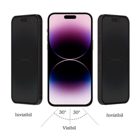 Folie de sticla privacy compatibila cu Xiaomi Redmi Note 13 Pro plus, Fata, HQClear, Full Glue, rezistenta 9H