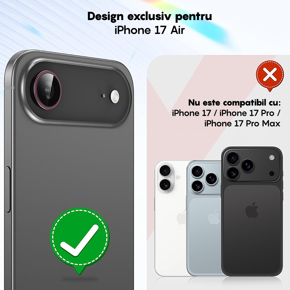 Folie Protectie Lentile Camera compatibila cu Apple iPhone 17 Air, CASEY STUDIOS™ MaxDefense+, Ultra HD, Anti Amprente, Anti Zgarieturi, Anti Socuri, Roz