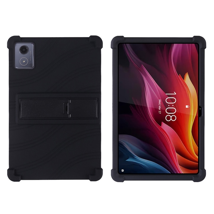 Husa tableta pentru Lenovo Tab K11 Plus, silicon antishoc, cu suport, culoare neagra