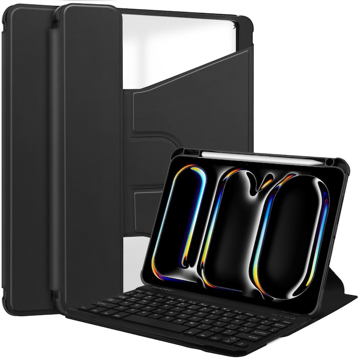 Husa cu tastatura iPad Pro 11" 2024 (a 5-a generatie), XGSM, neagra