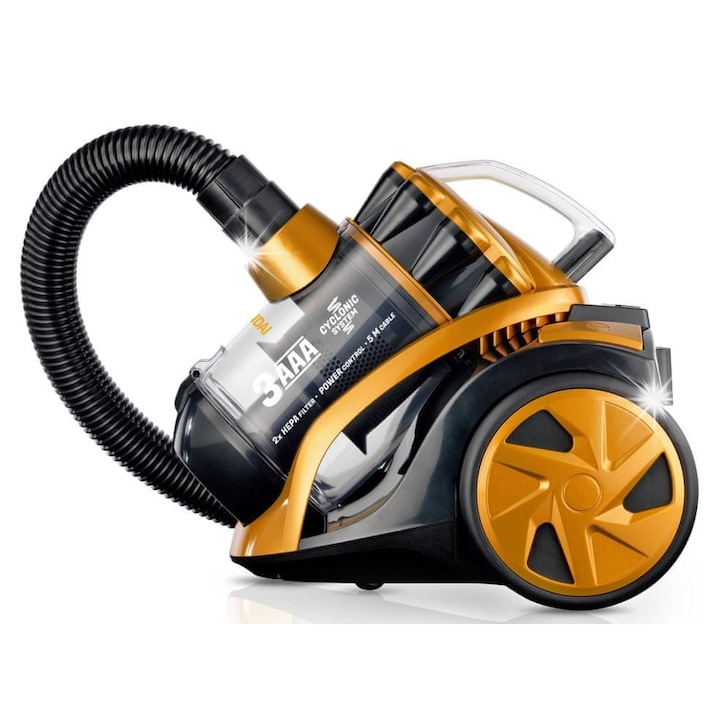 Aspirator fara sac Hyundai, 800W, 1L, tehnologie HEPA, 5m cablu