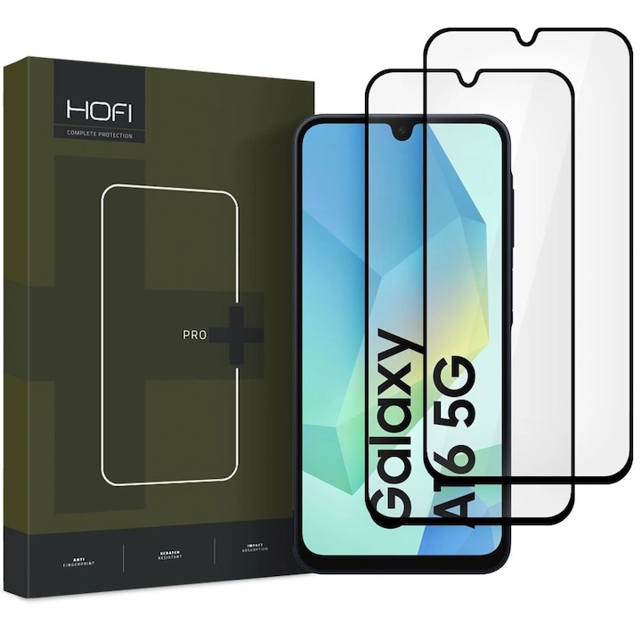 Set 2 Folii protectie, HOFI, Sticla, Pentru Samsung Galaxy A16 4G / 5G, 9H, Negru / Transparent