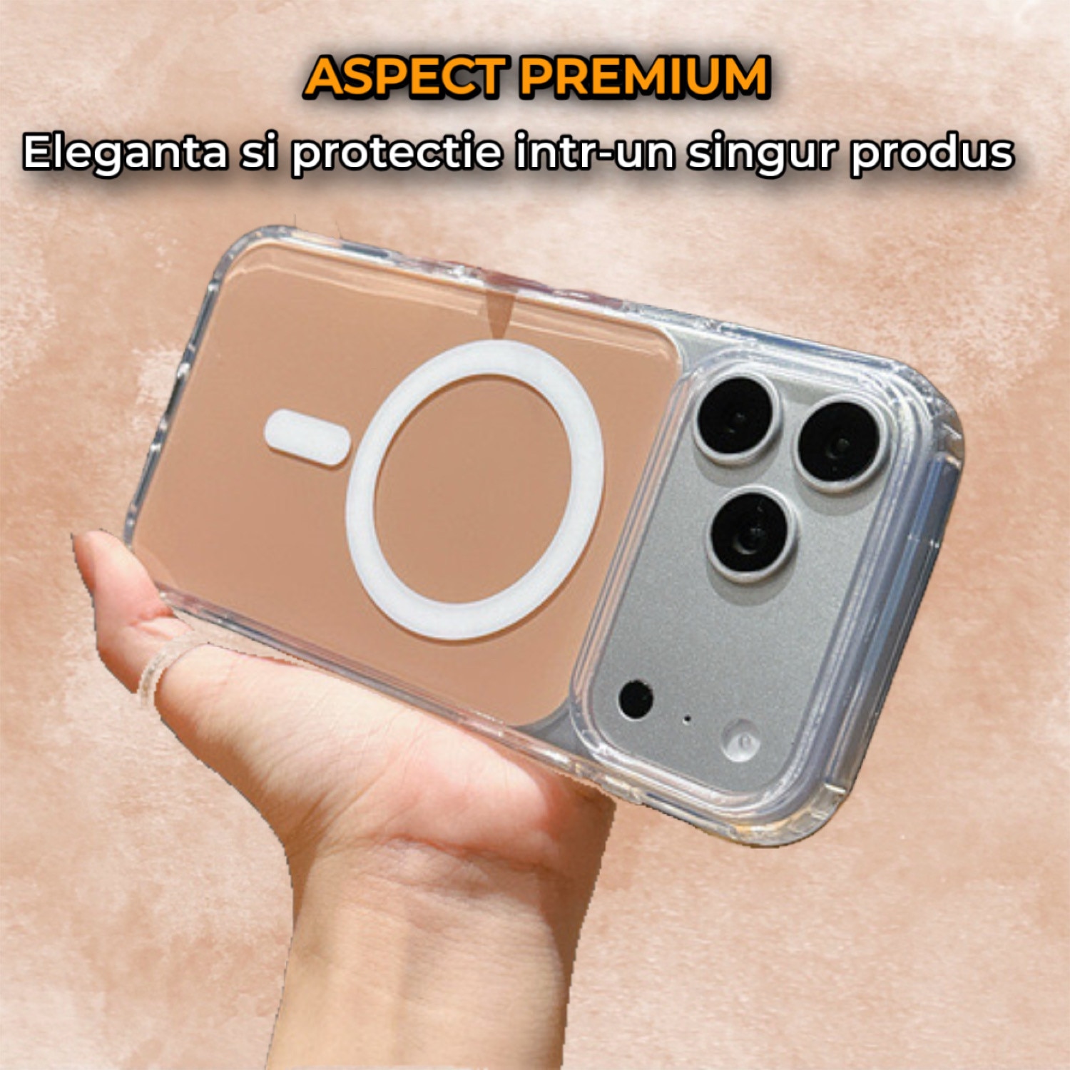 Husa de Protectie Pentru iPhone 17 Pro Max MagSafe Premium Alb, Protectie Ranforsata Antisoc, Design Subtire Transparent, Compatibila Incarcare Wireless