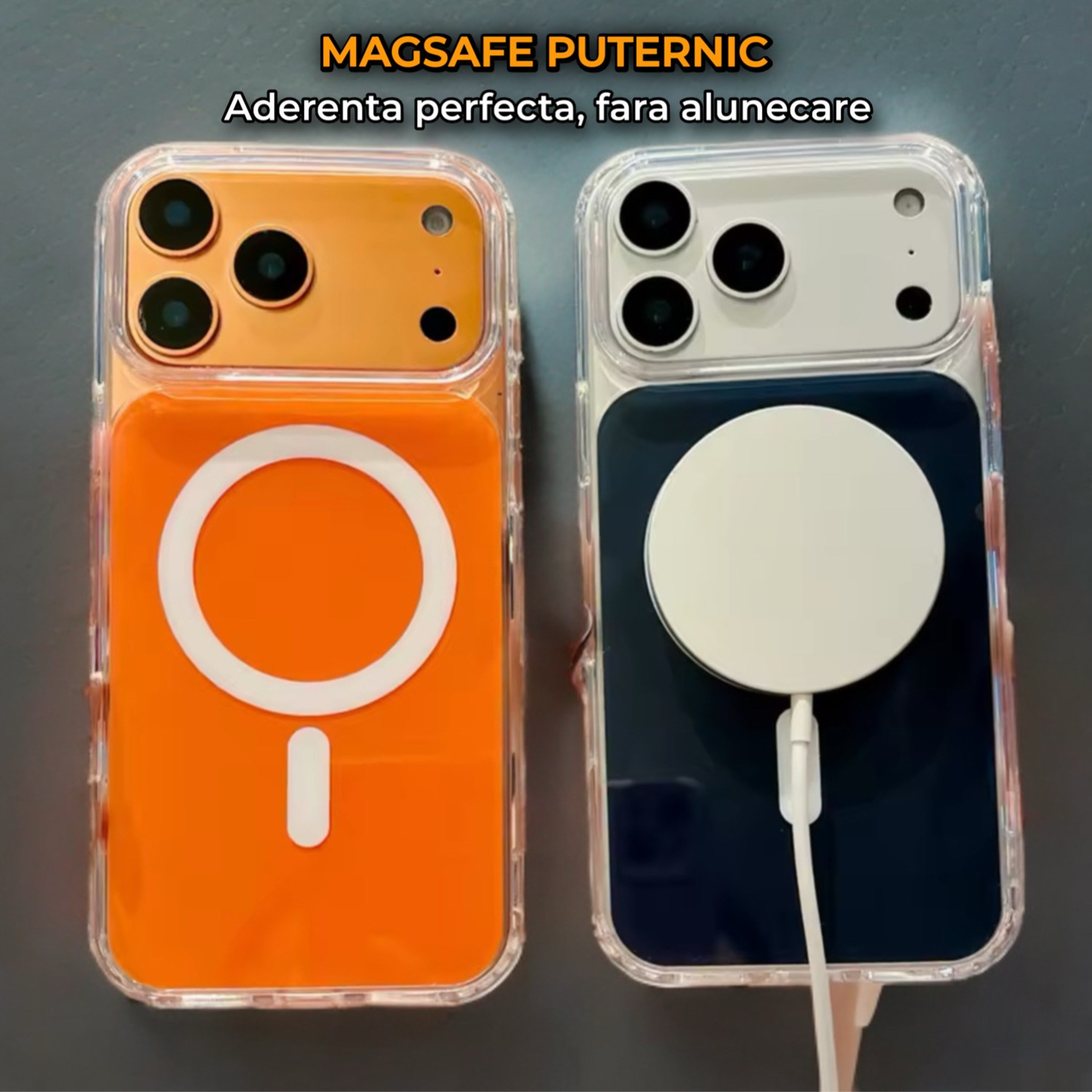 Husa de Protectie Pentru iPhone 17 Pro Max MagSafe Premium Alb, Protectie Ranforsata Antisoc, Design Subtire Transparent, Compatibila Incarcare Wireless