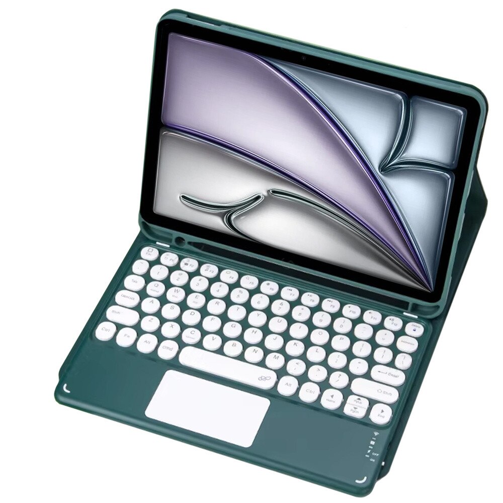 Husa cu tastatura Bluetooth si touchpad, pentru iPad Air 11 Gen 6, verde