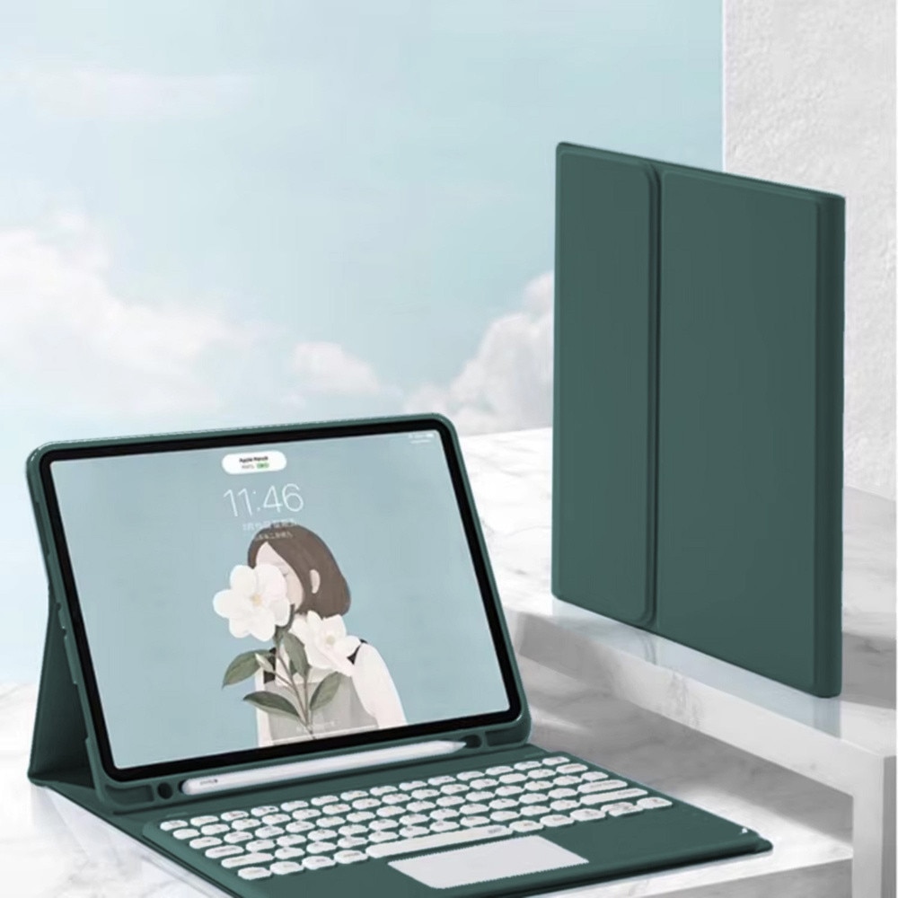 Husa cu tastatura Bluetooth si touchpad, pentru iPad Air 11 Gen 6, verde