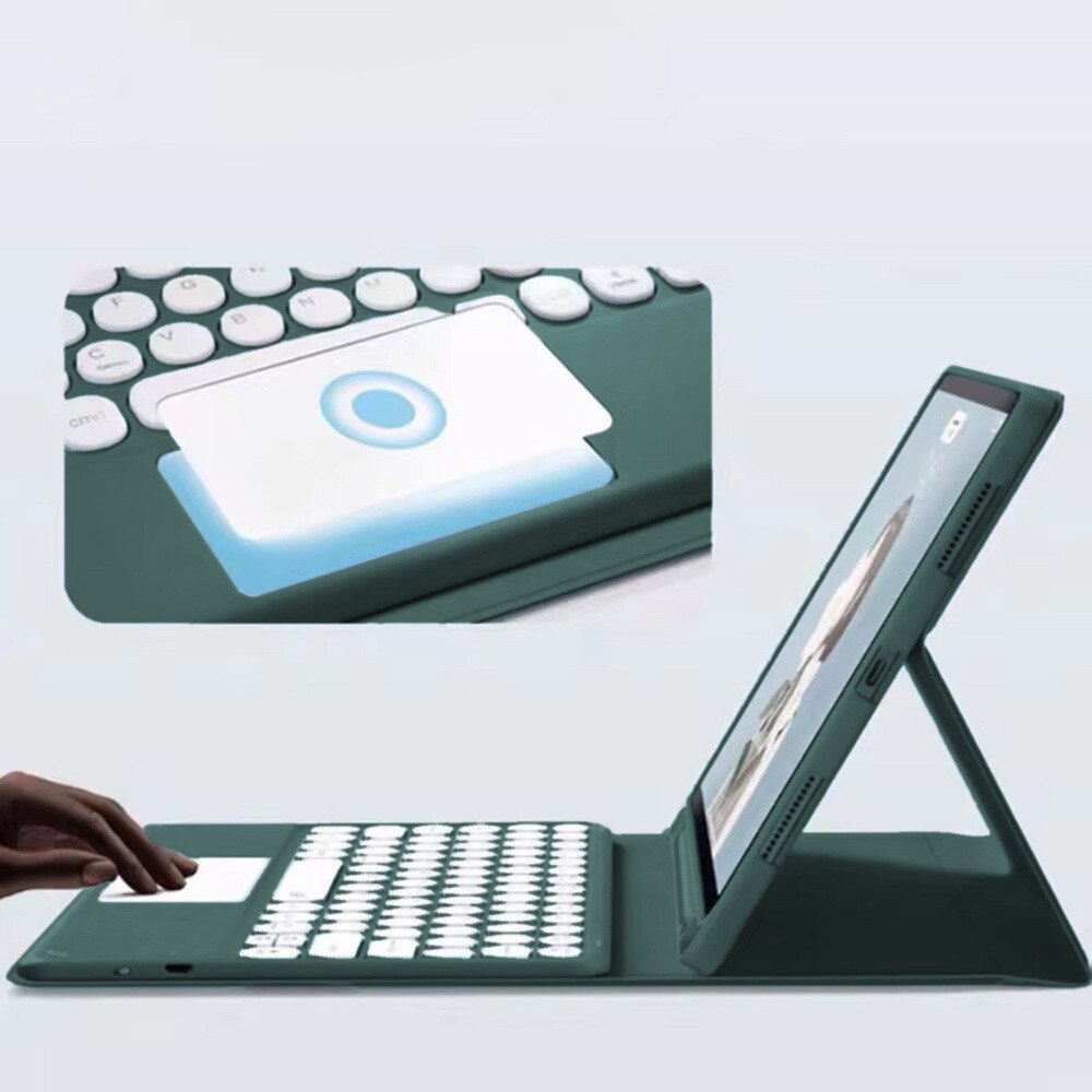 Husa cu tastatura Bluetooth si touchpad, pentru iPad Air 11 Gen 6, verde