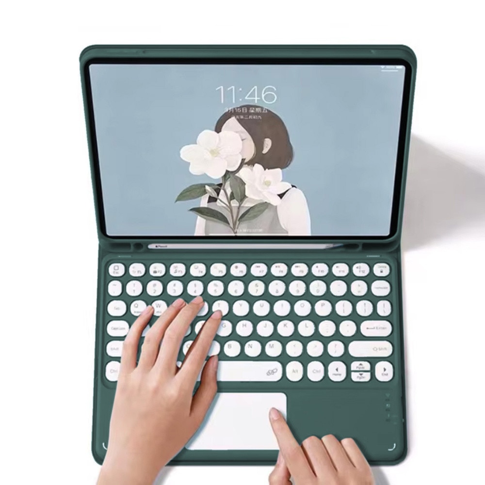 Husa cu tastatura Bluetooth si touchpad, pentru iPad Air 11 Gen 6, verde