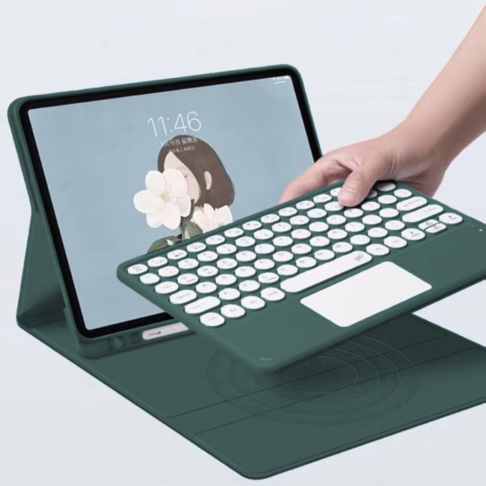 Husa cu tastatura Bluetooth si touchpad, pentru iPad Air 11 Gen 6, verde