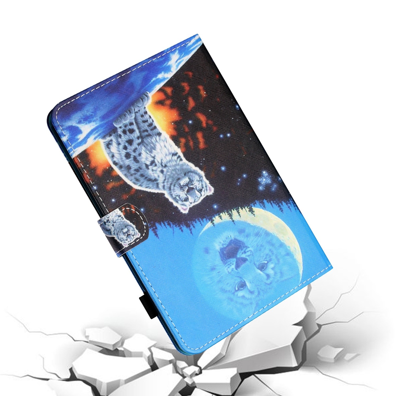 Husa tableta pentru Lenovo Tab P12 2023 / TB370FU, piele inteligenta, design colorat cu cusaturi, suport pentru vizionare, albastru inchis
