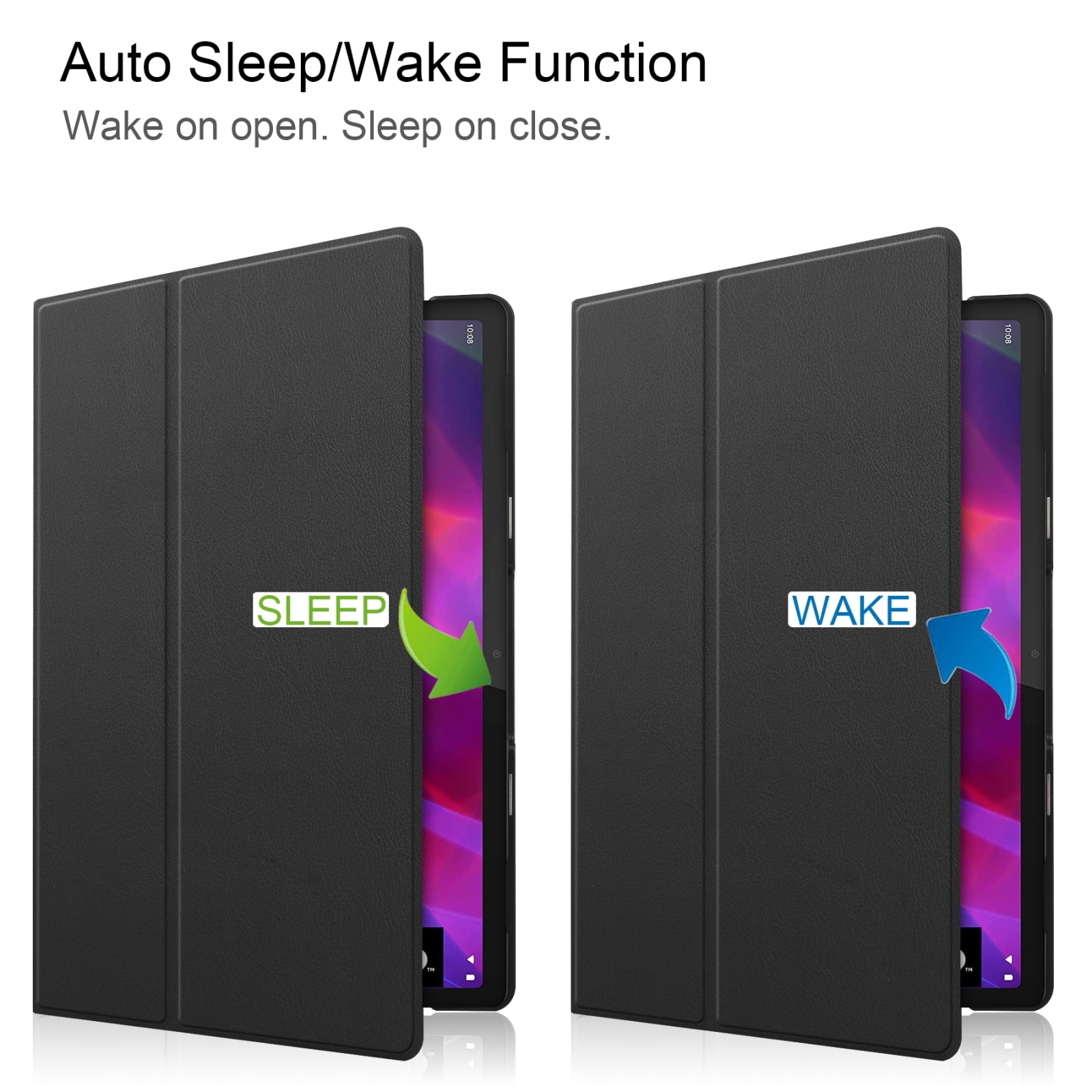 Husa tableta pentru Lenovo Yoga Tab 11 / YT-J706X, textura piele PU, design orizontal cu suport si functie sleep/wake-up (negru)