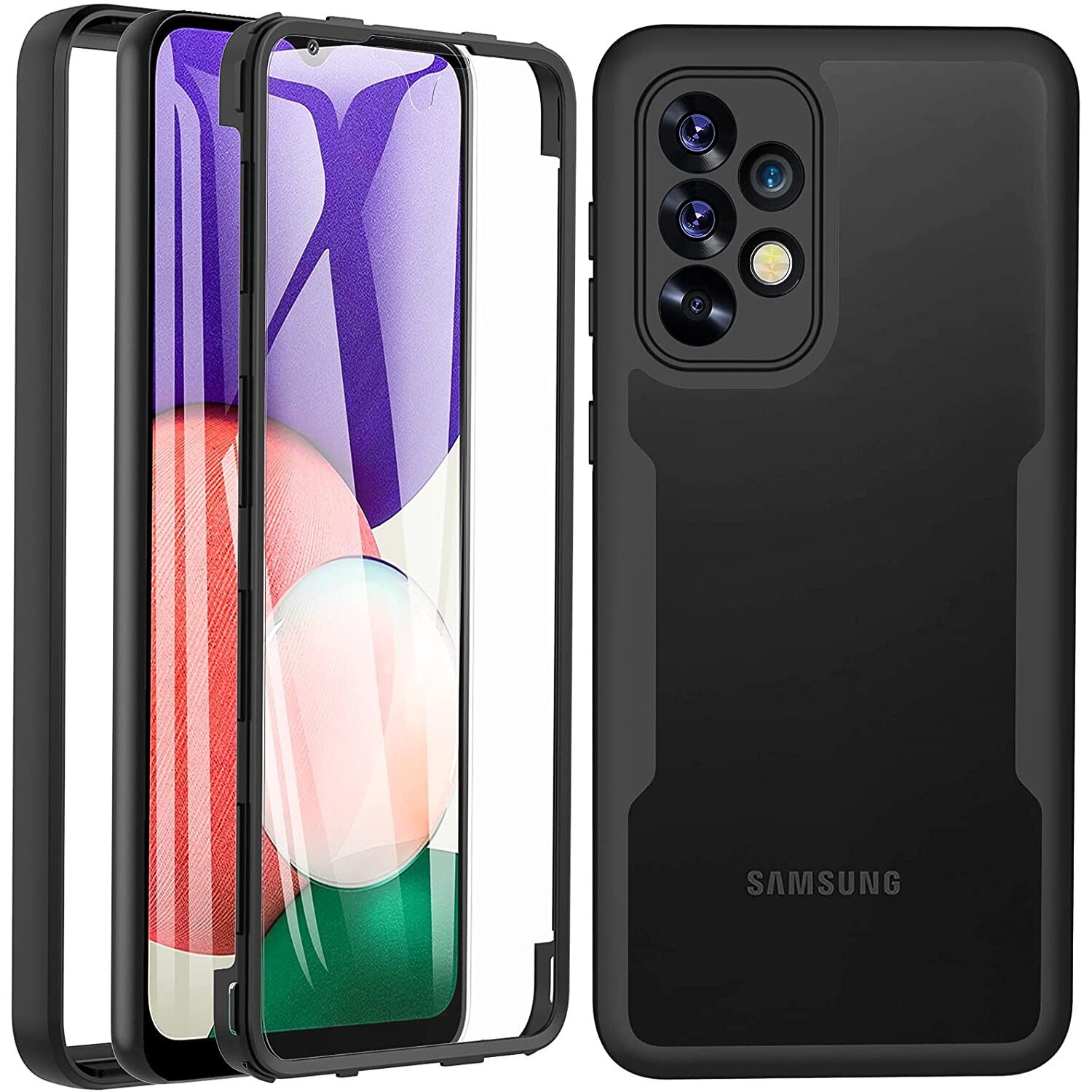 Pachet 360: Husa cu folie integrata pentru Samsung Galaxy A13 4G Cover360 fata / spate - mov