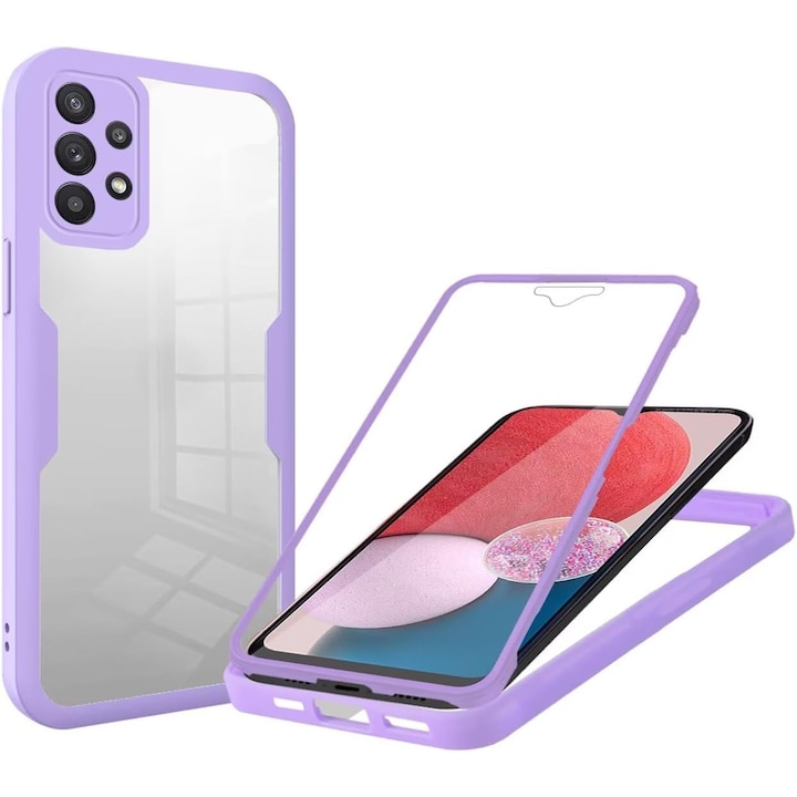Pachet 360: Husa cu folie integrata pentru Samsung Galaxy A13 4G Cover360 fata / spate - mov