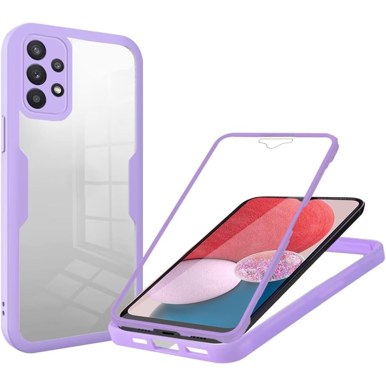 Pachet 360: Husa cu folie integrata pentru Samsung Galaxy A13 4G Cover360 fata / spate - mov