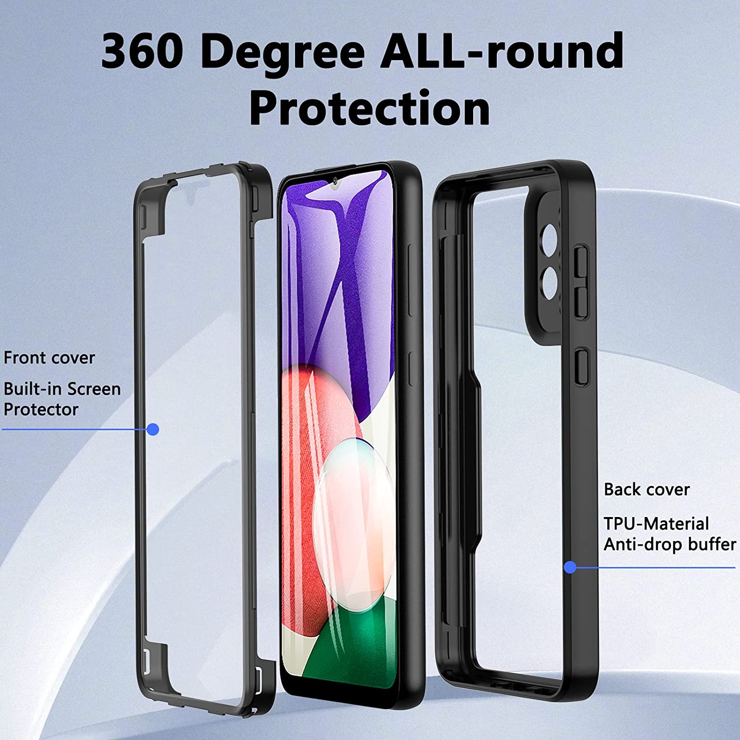 Pachet 360: Husa cu folie integrata pentru Samsung Galaxy A13 4G Cover360 fata / spate - mov