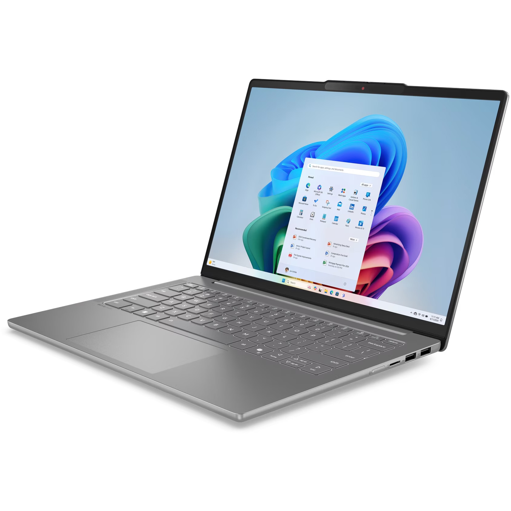 Laptop Lenovo IdeaPad Slim 5 14AHP10 cu procesor AMD Ryzen™ 7 8845HS pana la 5.1GHz, 14" WUXGA, IPS, 32GB DDR5 RAM, 1TB SSD, AMD Radeon™ 780M Graphics, No OS, Luna Grey