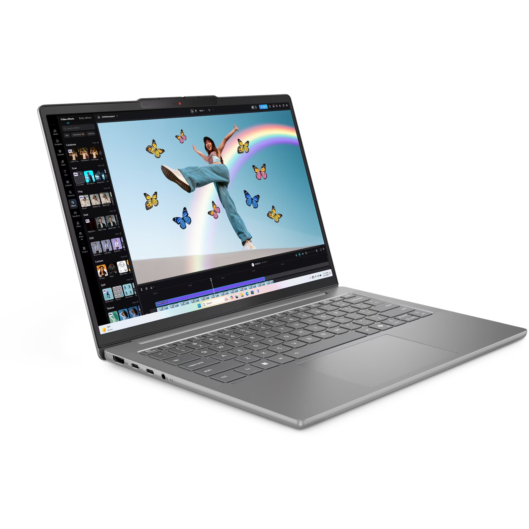 Laptop Lenovo IdeaPad Slim 5 14AHP10 cu procesor AMD Ryzen™ 7 8845HS pana la 5.1GHz, 14" WUXGA, IPS, 32GB DDR5 RAM, 1TB SSD, AMD Radeon™ 780M Graphics, No OS, Luna Grey