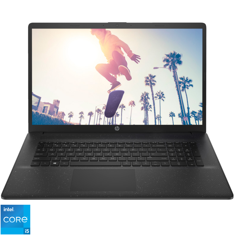Laptop HP 17-cn3005nq cu procesor Intel® Core™ i5-1334U pana la 4.6GHz, 17.3'', Full HD, IPS, 16GB RAM, 512GB SSD, Intel® Iris® Xe, Free DOS, Black