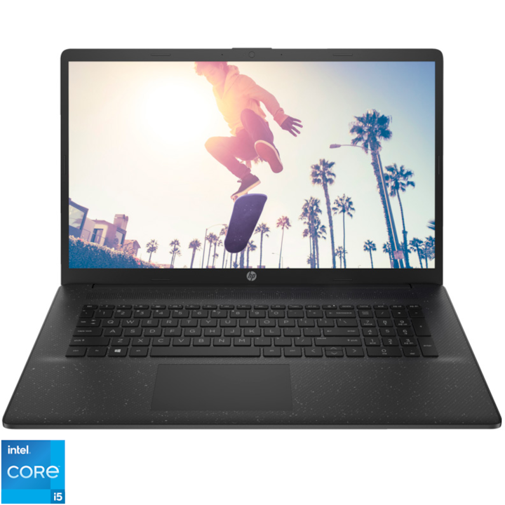 Laptop HP 17-cn3005nq cu procesor Intel® Core™ i5-1334U pana la 4.6GHz, 17.3'', Full HD, IPS, 16GB RAM, 512GB SSD, Intel® Iris® Xe, Free DOS, Black