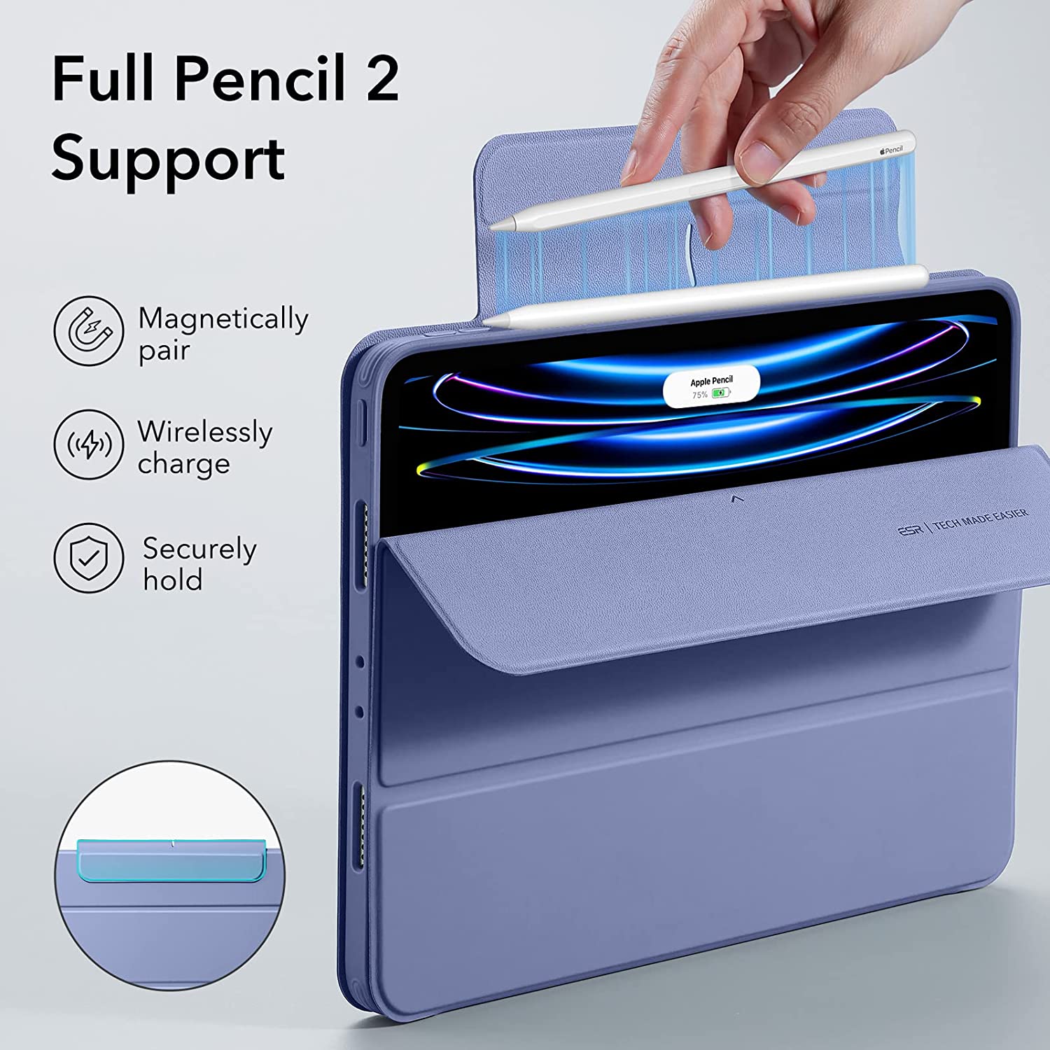 Husa tablete ESR Rebound Hybrid 360, violet, pentru iPad Pro 11 2022/2021, 3 in 1, functie smart