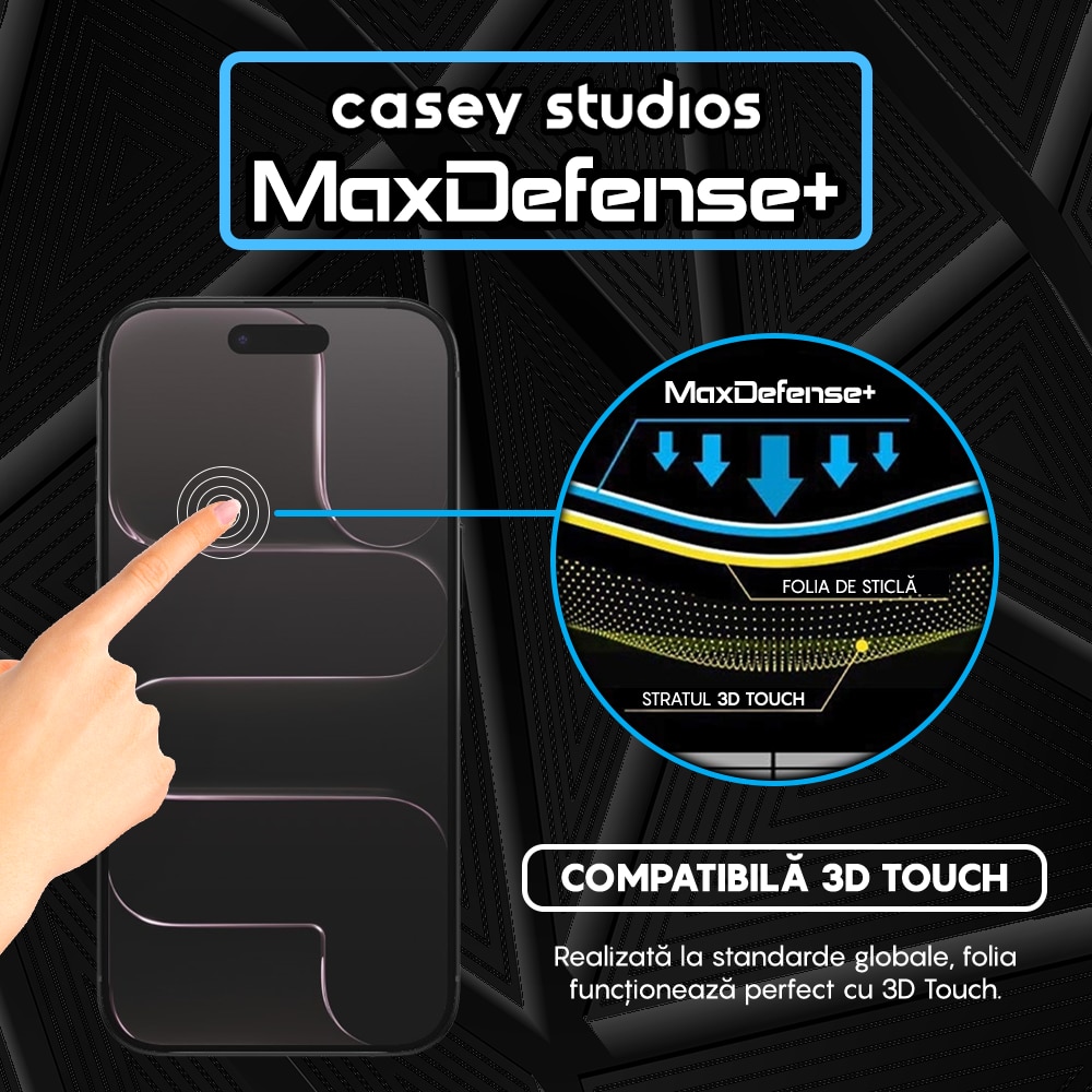 Folie Sticla Privacy CASEY STUDIOS™ compatibila cu Apple iPhone 17 Air, Full Cover 3D, Full Glue, Sticla Securizata, Duritate Militara, Ultra HD, Protectie Profesionala Ecran 3D, Anti Zgarieturi, Anti Socuri