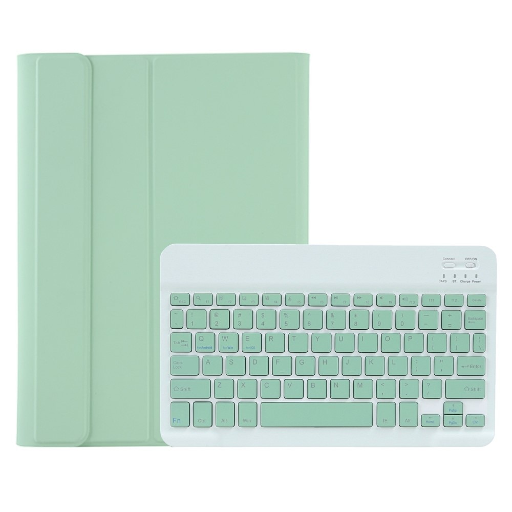 Husa cu tastatura compatibila cu Samsung Galaxy Tab A9+, XGSM, Piele, Cu suport de pix, Verde deschis