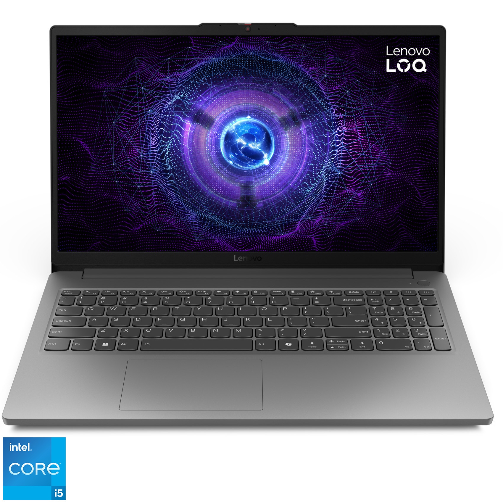 Laptop Gaming Lenovo LOQ 15IAX9E cu procesor Intel® Core™ i5-12450HX pana la 4.4GHz, 15.6" Full HD, IPS, 144Hz, 16GB DDR5 RAM, 1TB SSD, NVIDIA® GeForce RTX™ 2050 4GB GDDR6, No OS, Luna Grey
