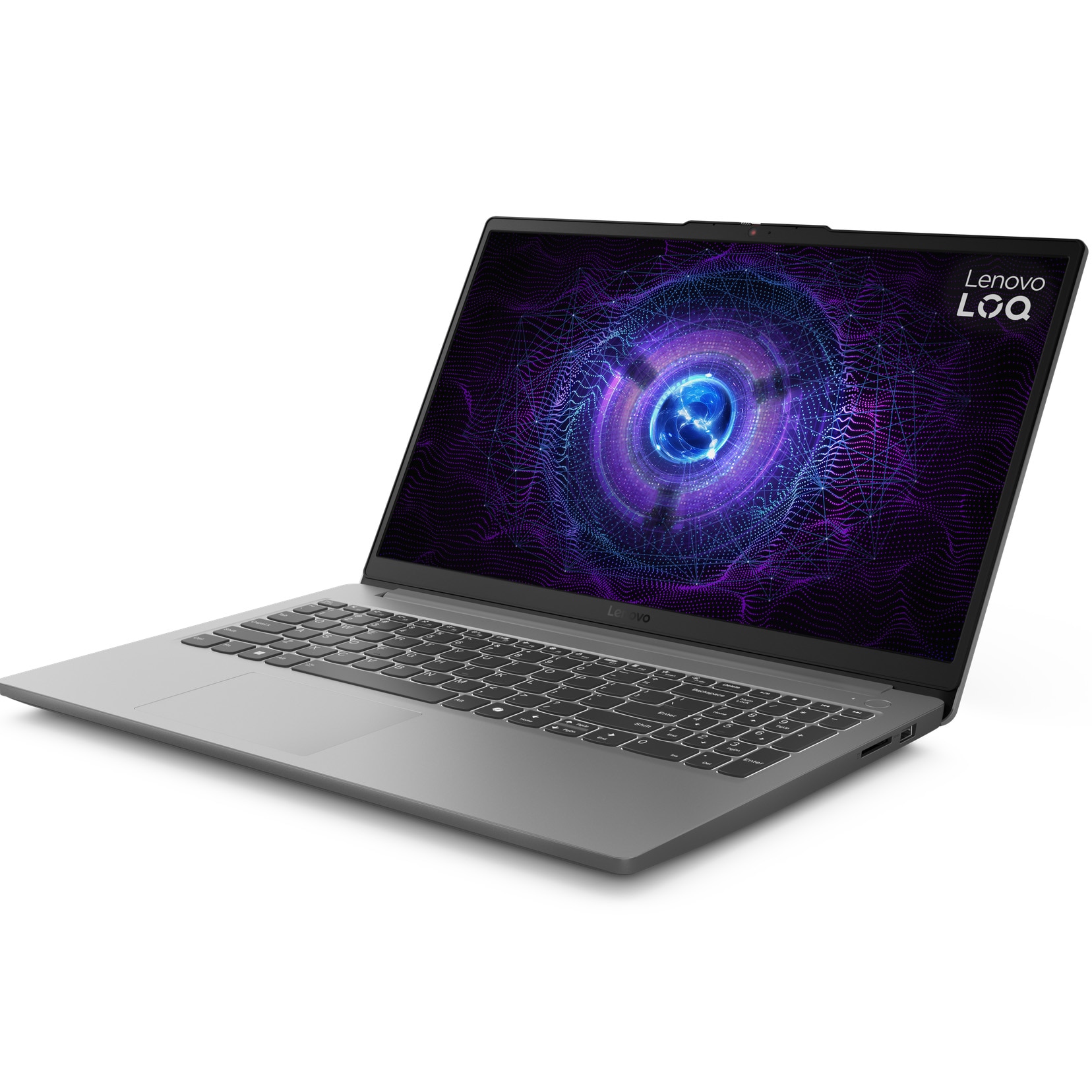 Laptop Gaming Lenovo LOQ 15IAX9E cu procesor Intel® Core™ i5-12450HX pana la 4.4GHz, 15.6" Full HD, IPS, 144Hz, 16GB DDR5 RAM, 1TB SSD, NVIDIA® GeForce RTX™ 2050 4GB GDDR6, No OS, Luna Grey
