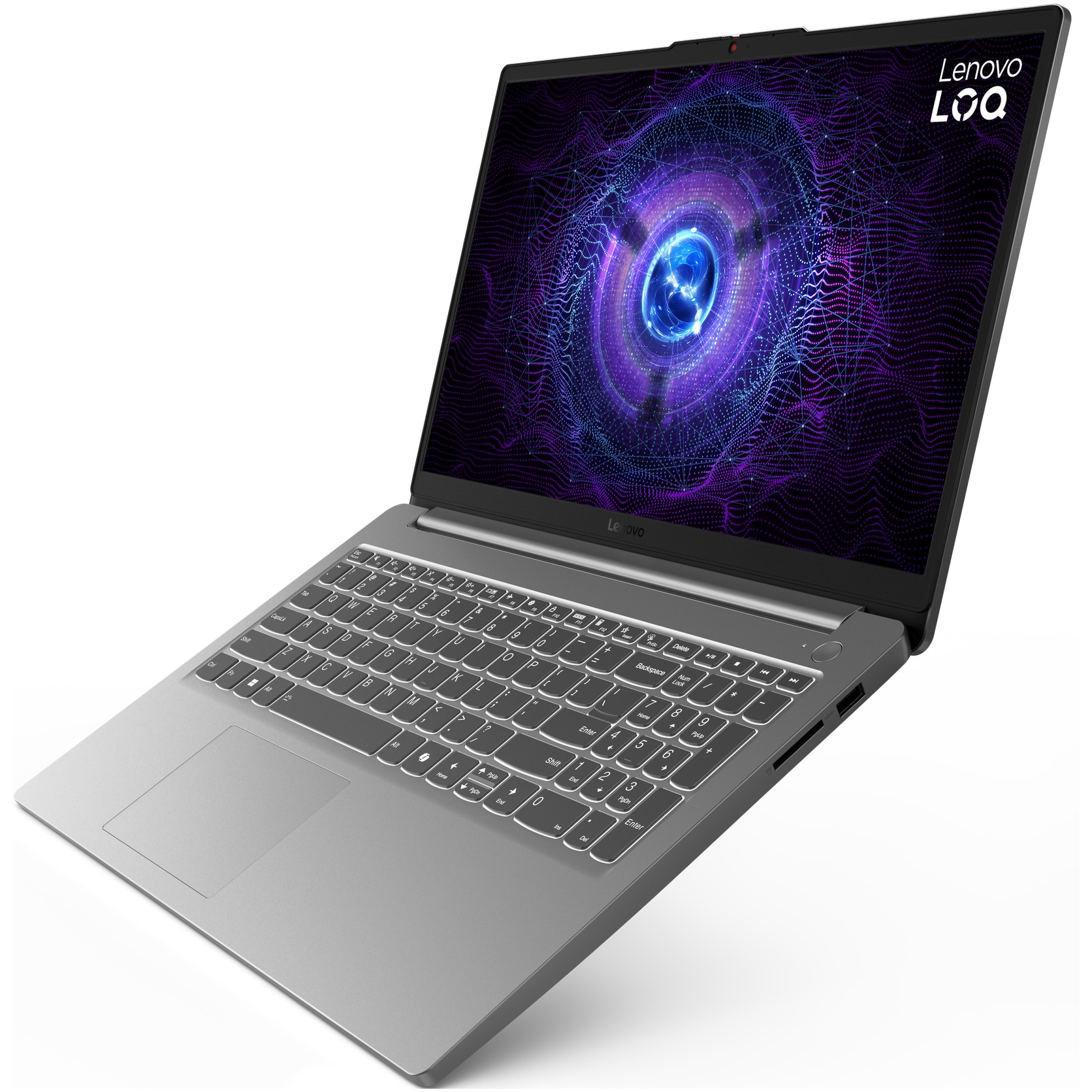 Laptop Gaming Lenovo LOQ 15IAX9E cu procesor Intel® Core™ i5-12450HX pana la 4.4GHz, 15.6" Full HD, IPS, 144Hz, 16GB DDR5 RAM, 1TB SSD, NVIDIA® GeForce RTX™ 2050 4GB GDDR6, No OS, Luna Grey