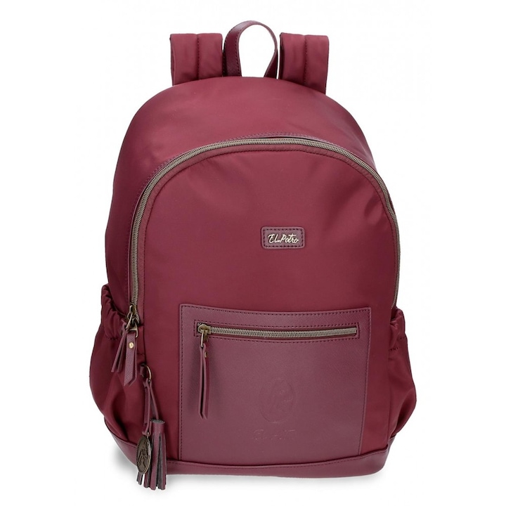 Rucsac dama casual, El Potro Lana, compartimente laptop/tableta, bordo, 30x40x15 cm