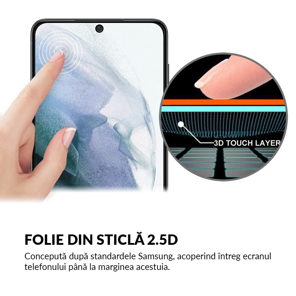 Folie Sticla Dr.Shield, Compatibil Samsung Galaxy S21 Plus, Full Glue, Protectie Profesionala 2.5D