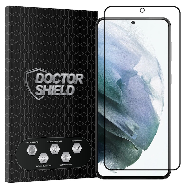 Folie Sticla Dr.Shield, Compatibil Samsung Galaxy S21 Plus, Full Glue, Protectie Profesionala 2.5D