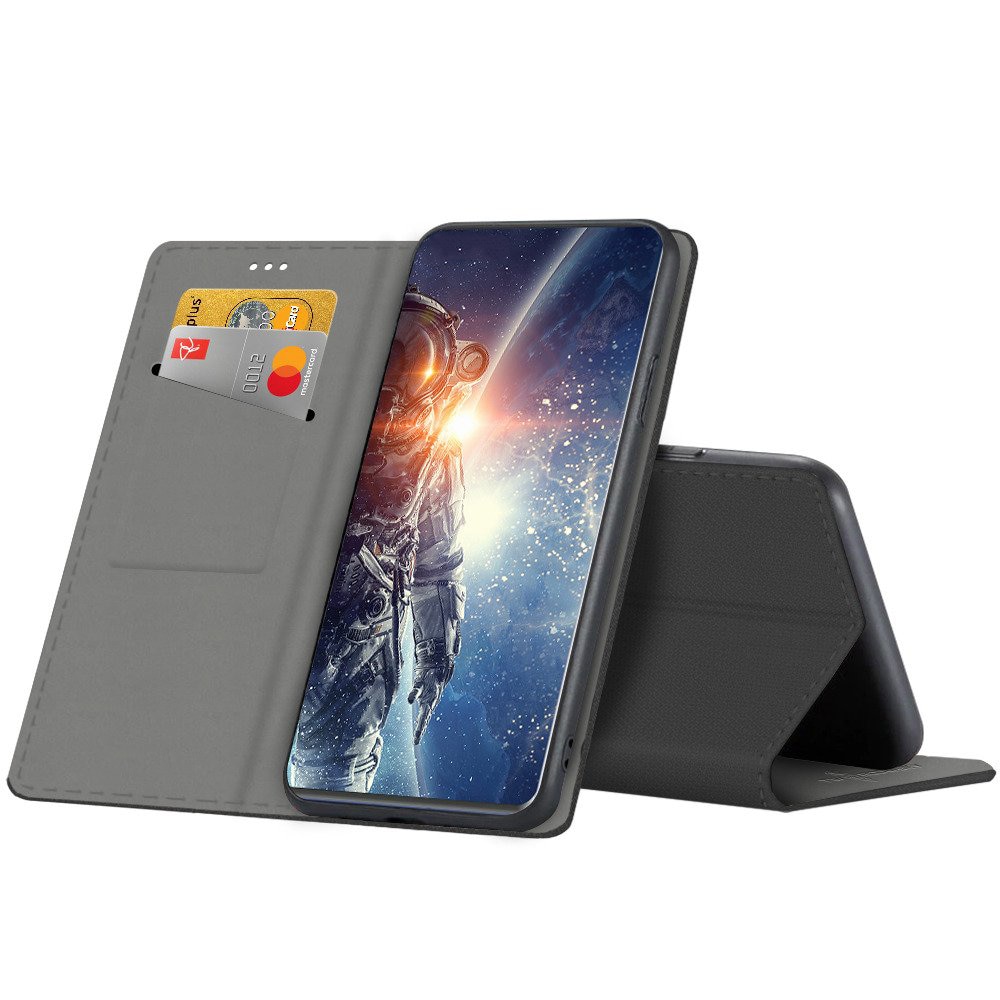 Husa pentru Telefon G-Tech, tip carte compatibila cu Realme C31, premium book, inchidere magnetica, buzunar card, Negru