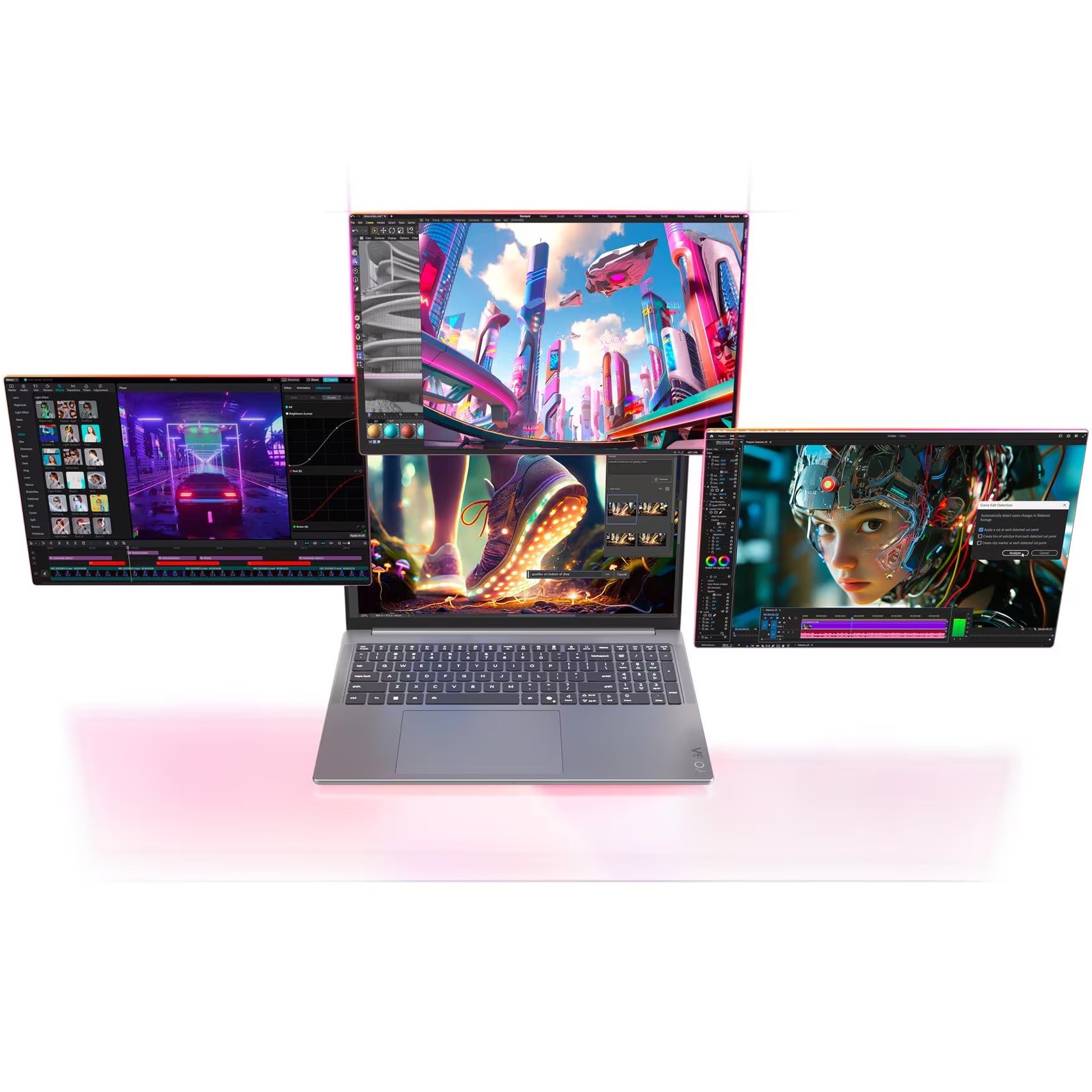 Laptop Lenovo Yoga Pro 9 16IAH10 cu procesor Intel® Core™ Ultra 7 255H pana la 5.1GHz, 16" 2.8K WQXGA+ , OLED, 120Hz, 64GB LPDDR5x RAM, 2TB SSD, NVIDIA® GeForce RTX™ 5070 8GB GDDR7, Windows® 11 Home, Luna Grey, 3y on-site Premium Care