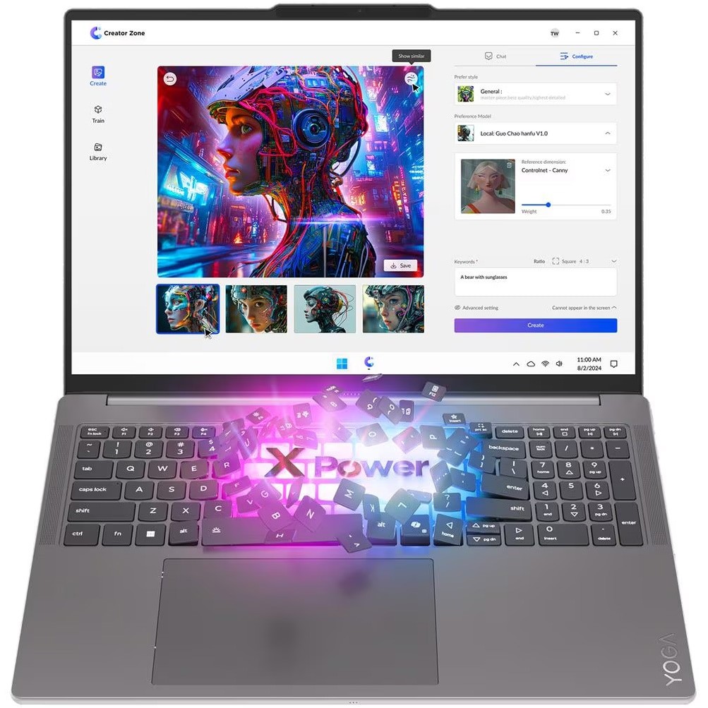 Laptop Lenovo Yoga Pro 9 16IAH10 cu procesor Intel® Core™ Ultra 7 255H pana la 5.1GHz, 16" 2.8K WQXGA+ , OLED, 120Hz, 64GB LPDDR5x RAM, 2TB SSD, NVIDIA® GeForce RTX™ 5070 8GB GDDR7, Windows® 11 Home, Luna Grey, 3y on-site Premium Care