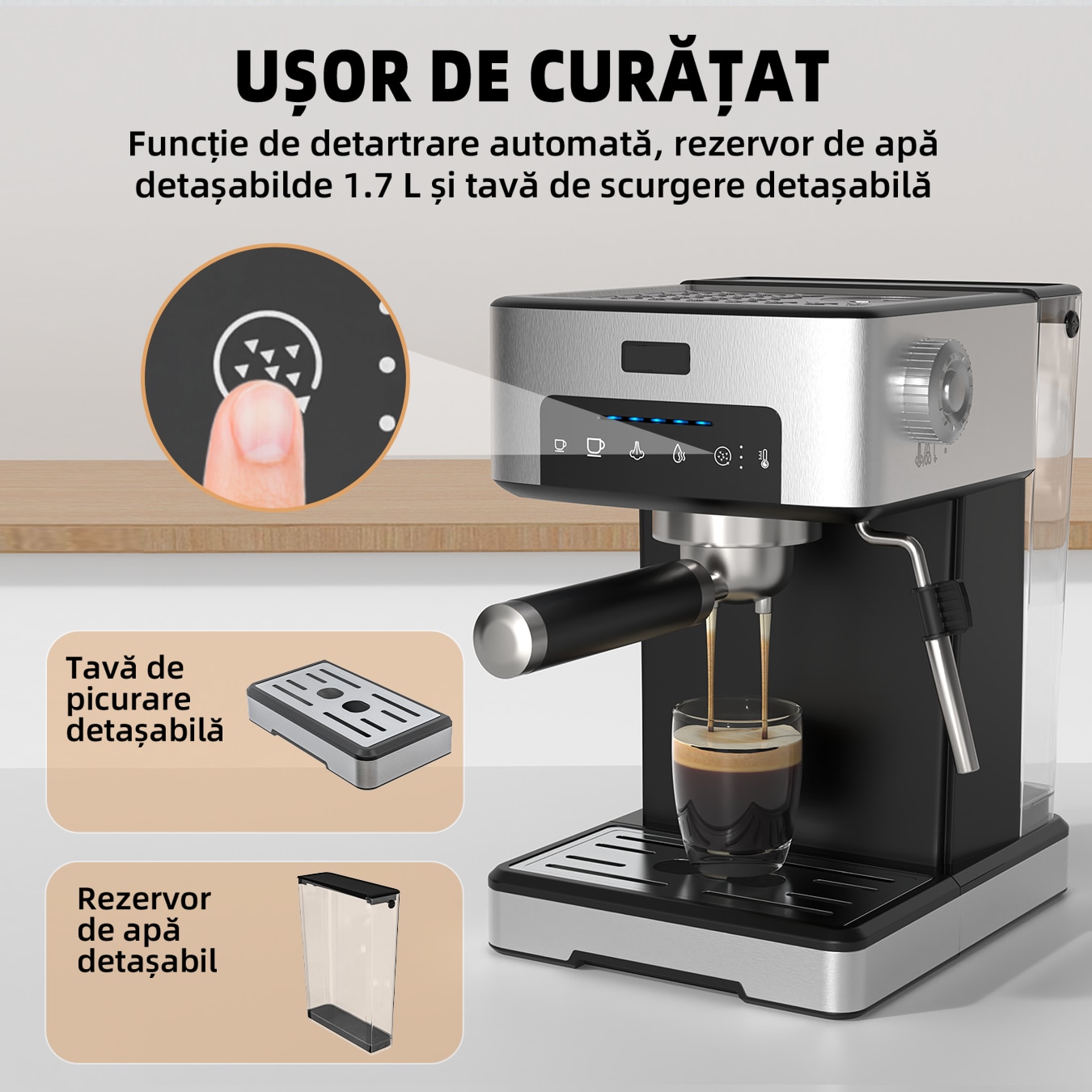 Masina de cafea manuala, cu control al temperaturii